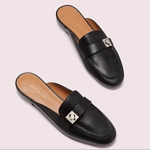 Kate Spade Black Leather Catroux Slide Loafers